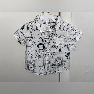 Carter’s baby boy short sleeve blouse jungle animals theme 6 months